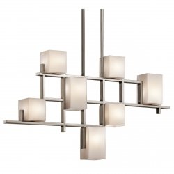 Żyrandol City Lights - 7 źródeł światła Klasyczny pewter geometryczny szklane kwadratowe klosze designerski nowoczesny możliwość ściemniania KL-CITY-LIGHTS7B KICHLER