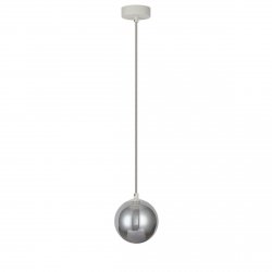 Biała molekularna lampa wisząca szklany klosz 12cm w kolorze dymiony chrom BUBBLES 1 SMOKY AZ5953 + AZ5956 Azzardo 