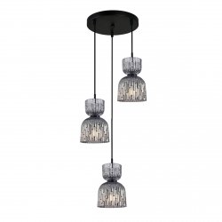 Lampa wisząca Italux Balme PND-3619-3A-BK-SG potrójna czarna / dymione szare szkło