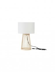 Lampka stołowa nocna podstawa bambusowa kolor naturalny biały abażur boho rustykalna industrialna UVENZIA LE45384 Luces Exclusivas