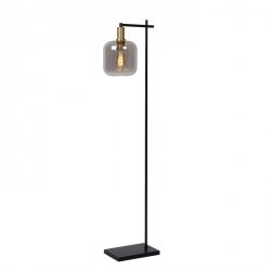 Nowoczesna Lampa Podłogowa Czarna Szklany Klosz JOANET 45794/01/65 LUCIDE