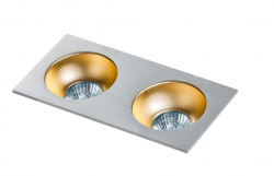 Nowoczesna oprawa sufitowa podtynkowa wpuszczana w sufit 2-płomienna aluminiowa + szampański HUGO 2 AZ1737 + 2 x AZ0825 Azzardo