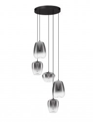 Nowoczesna lampa wisząca LED owalny szary szklany klosz uniwersalna klasyczna minimalistyczna możliwość ściemniania Luces Exclusivas