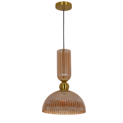 Złota lampa wisząca w stylu art deco glamour dymny klosz LIGHT PRESTIGE PIEGA LP-939/1P amber
