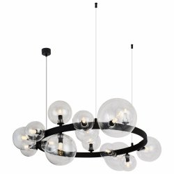 Czarna molekularna lampa wisząca transparentne szklane klosze BUBBLES 15 AZ5875 + AZ5878 Azzardo 