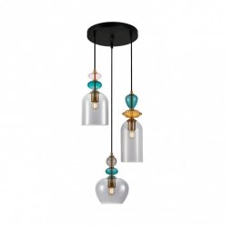 Designerska Lampa Wisząca Szklane Wielokolorowe Klosze BUSCO PND-30263-3A-BRO-SG ITALUX