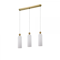 ZŁOTA Lampa Wisząca w Stylu Art Deco LIGHT PRESTIGE PIEGA LP-939/3L white Zwis Szklany Klosz GLAMOUR