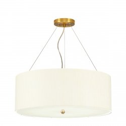 Lampa wisząca 56 cm Pearce 5 źródeł światła postarzany mosiądz jedwabny abażur minimalistyczna DL-PEARCE22-5LT-IV-AB ELSTEAD LIGHTING