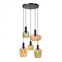 Lampa Wisząca Vintage Szklame Wielokolorowe Klosze ILONA 45408/15/99 LUCIDE