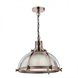 Lampa Wisząca Miedziana Vintage Szklana Kopuła DEBUT DEB0164 DAR LIGHTING