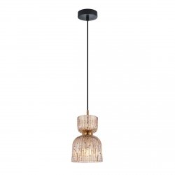 Lampa wisząca Italux Balme PND-3619-1-BRO-AMB pojedyncza czarna / bursztynowe szkło