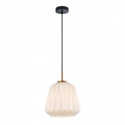 Lampa wisząca szklana żłobiony klosz dekoracyjna biała w nowoczesnym stylu Antita PND-3645-1-BRO-W Italux