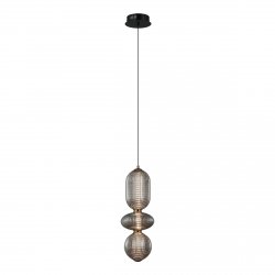 Designerska czarna lampa wisząca LED szare dymione szklane klosze NICO PND-8545-3-AB-SG Italux jadalniana nad stół 