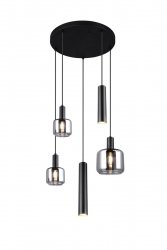 Nowoczesna Lampa Sufitowa Wisząca Szklane Klosze MATARO Trio 364130532 Czarny Mat
