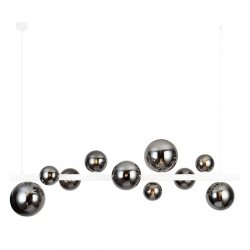Biała molekularna lampa wisząca listwa szklane klosze w kolorze dymiony chrom BUBBLES 10 SMOKY AZ5867 + AZ5873 Azzardo 