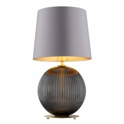 Lampa stołowa lampka nocna elegancka minimalistyczna ciemne szkło kula do salonu szary abażur satyna HAMILTON 8539 Argon