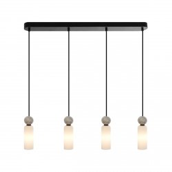 Nowoczesna lampa wisząca żyrandol poczwórny Santos Italux PND-95331-4-BK Opalowy czarny mat nad wyspę stół Art Deco