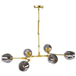 Lampa wisząca złoto szara 130cm szklane klosze nowoczesna minimalistyczna klasyczna dekoracyjna MODERN ORCHID-6 ST-1232-6 GOLD Step Into Design