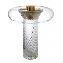 Lampka stołowa nocna LED dekoracyjna szklana transparentna falista struktura designerska nowoczesna CLARO ST-8895T Step Into Design