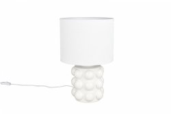 Lampka nocna stołowa ceramiczna podstawa tkaninowy abażur biała nowoczesna designerska KATE R56481901 Rl