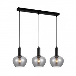 Potrójna nowoczesna lampa wisząca listwa nad stół wyspę kolor czarny szklane dymione klosze STABLA PND-30084-3-BK-SG ITALUX