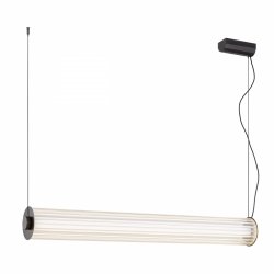 Efektowna lampa wisząca z ryflowanego transparentnego szkła tuba 80 cm tytan szczotkowany LED HAMPTON 8628 Argon
