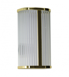 Stylowy nowoczesny designerski kinkiet LED złoty do łazienki IP44 szklany ryflowany klosz PANDORA WALL CCT AZ6574 Azzardo 