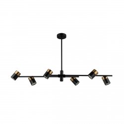 Nowoczesna czarna lampa wisząca listwa tuby Elice Italux PND-58892-6-BK-BRO czarny/mosiężny