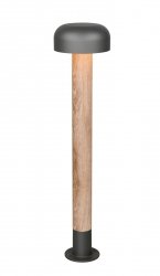 Nowoczesny słupek ogrodowy szary kształt grzybka klasyczny minimalistyczny aluminiowy drewniana podstawa FRASER IP54 462560135 Trio