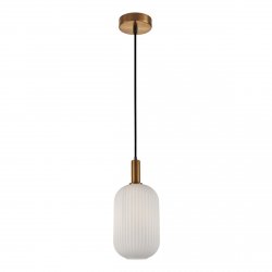 Dekoracyjna złota lampa wisząca w stylu ART DECO biały szklany ryflowany klosz DELLA PND-31982-1A-GD Italux