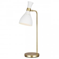 Nowoczesna Lampa stołowa Joan FEISS FE-JOAN-TL-MW Matowa biel / Oksydowany mosiądz