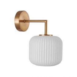Minimalistyczny kinkiet ścienny FOSSE Italux WL-408817-1-HBR-WH karbowany klosz salonowy 
