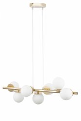 Złota lampa wisząca na listwie białe kule Avola 7 zwis Sigma 40796