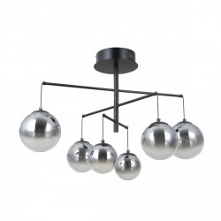 Nowoczesna lampa wisząca sufitowa szklane okrągłe klosze Velada Italux PND-34381-6-BK czarny mat przyciemniony szary