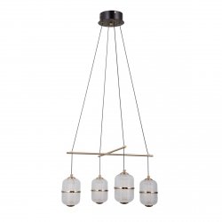 Nowoczesna lampa wisząca siatkowany klosz szklany Alani Italux PND-34375-4-BK lampa jadalniana nad wyspę nad stół czarny mat, złoty