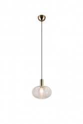 Lampa wisząca okrągły szklany przezroczysty klosz ze żłobieniem minimalistyczna do klasycznych wnętrz ELVEZIA R36771052 RL