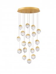 Lampa wisząca LED wielopunktowa szklana złota okrągła designerska uniwersalna ściemnialna Luces Exclusivas 9124126