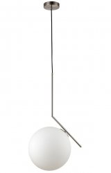 Nowoczesna designerska lampa wisząca niklowana szklany mleczny klosz FABIO MDM-7475/1-M-SN