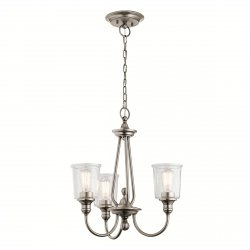 Żyrandol Waverly - 3 źródła światła - Klasyczny pewter Szkło z bąbelkami powietrza nowoczesny minimalistyczny KL-WAVERLY3-CLP KICHLER