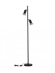 Klasyczna lampa stojąca podłogowa aluminiowa regulowana czarna tuba brązowy dekor ozdobne wgłębienia uniwersalna możliwość ściemniania MARENZO LE45613 Luces Exclusivas