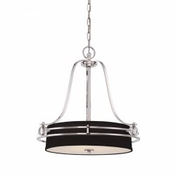 Lampa wisząca Gotham 4 źródła światła designerska imperialne srebro czarny okrągły abażur QZ-GOTHAM-P QUOIZEL