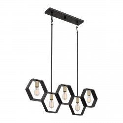 Lampa wisząca Bismarck - 5 źródeł światła czarna stalowa rustykalna nowoczesna minimalistyczna QZ-BISMARCK-ISLE-EK QUOIZEL