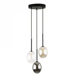 Lampa wisząca czarna potrójna szklane klosze owalne minimalistyczna nowoczesna salonowa PEARL MIX 10843 TK-LIGHTING