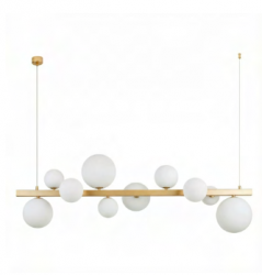Molekularna lampa wisząca złota listwa opalowe szklane klosze kule BUBBLES 10 AZ5868 + AZ6728 Azzardo 