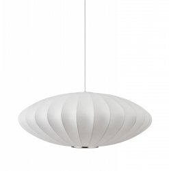 Dekoracyjna nowoczesna biała lampa wisząca designerska skandynawska owalna tkaninowy abażur 60cm SILK ST-2328-60 Step Into Design