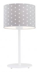 Dziecięca lampa stołowa biurkowa lampka nocna biała z tkaninowym abażurem w białe gwiazdki stal lakierowana MAGIC 4126 Argon