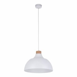 Minimalistyczna lampa wisząca w stylu skandynawskim biała z elementem drewnianym CAP WHITE 2070 TK-Lighting 