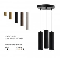 Czarna lampa wisząca ZŁOTE ryflowane tuby 20cm potrójna minimalistyczna LUCAS AZ6158 + 3 x AZ6401 Azzardo