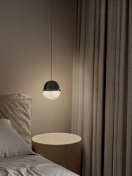 Lampa wisząca czarna LED marmurowa szklana okrągła 16cm designerska nowoczesna ściemnialna do salonu i sypialni TARREGA LE46167 Luces Exclusivas