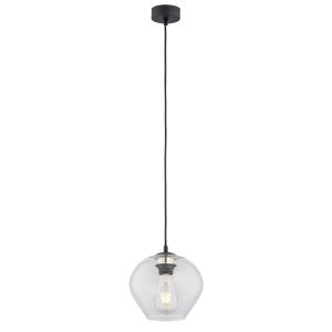 Prosta szklana lampa wisząca mniejsza przezroczysty klosz kulista czarny przewód KALIMERA 4041 Argon
